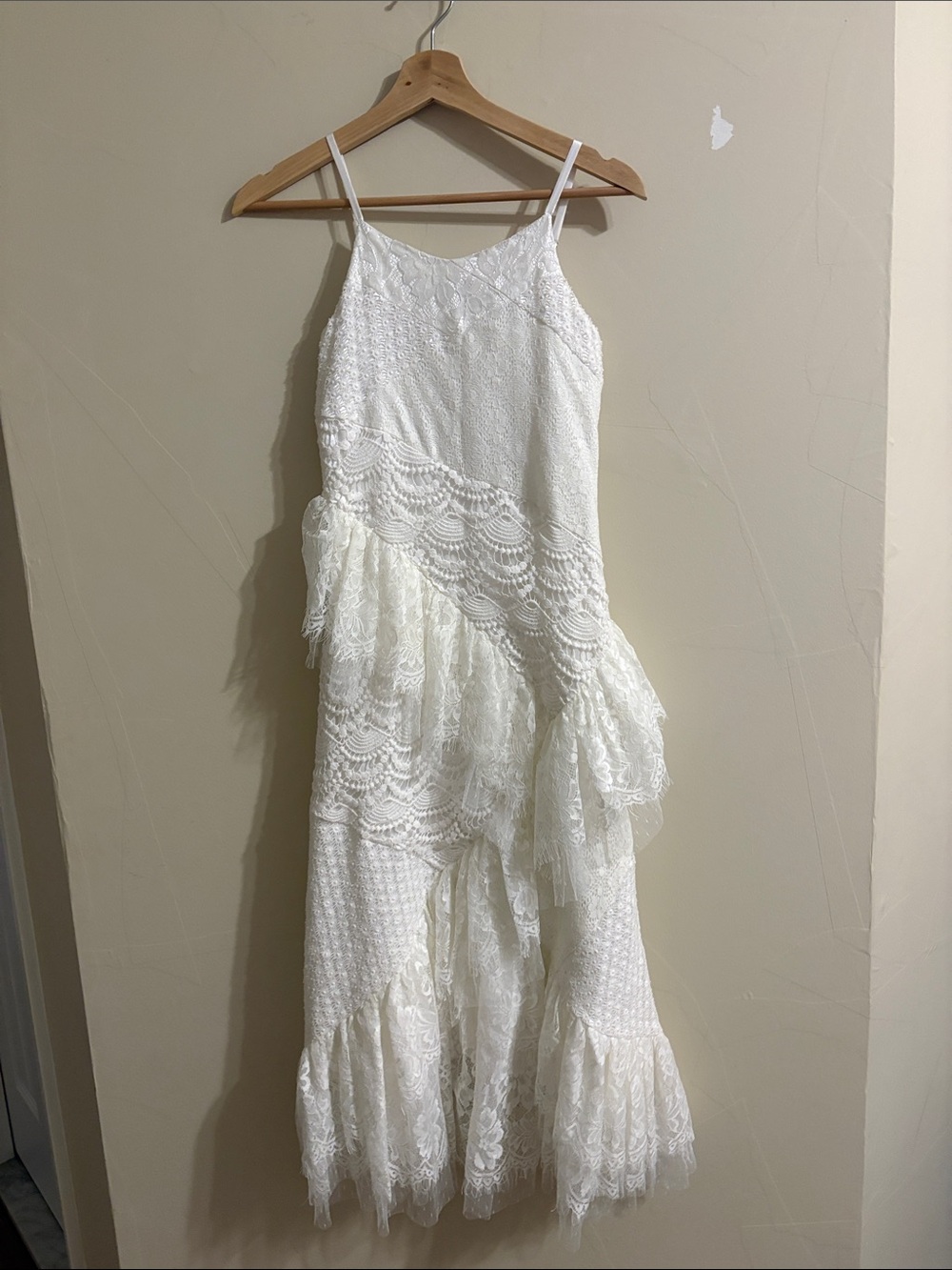 Chasing Fireflies White Lace Tiered Maxi Dress